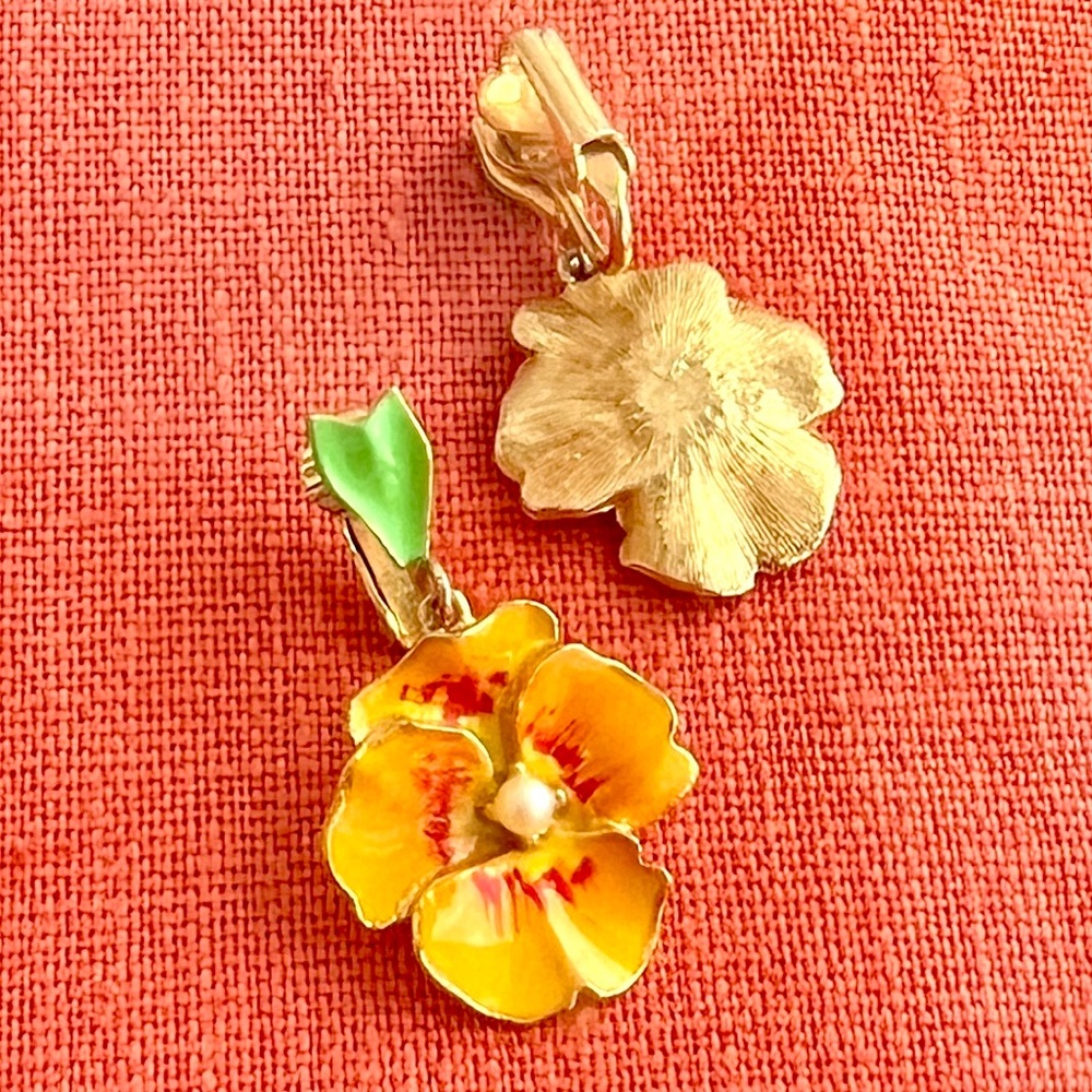 Vintage Floral Bold Statement Earrings Enamel Flower - Picture 4 of 11